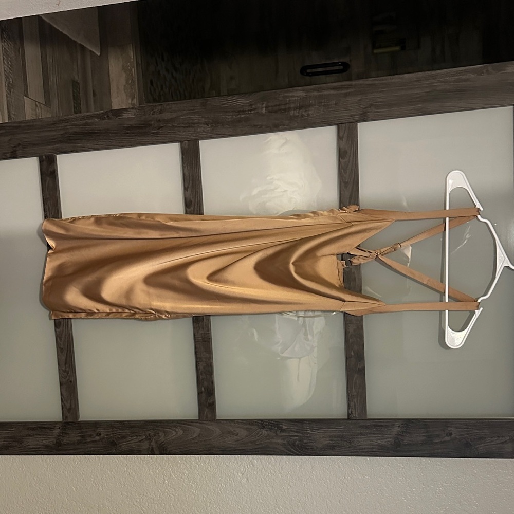 House of CB Satin Gold Midi Dress